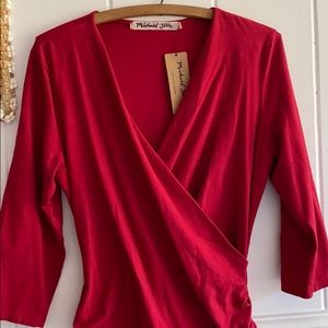 Michael Stars Surplice 3/4 sleeve Midi Dress